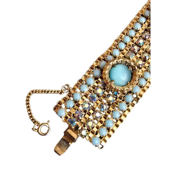 Vintage Signed Alice Caviness Glass & Rhinestone Bracelet (A9485) - Picture 5 of 9